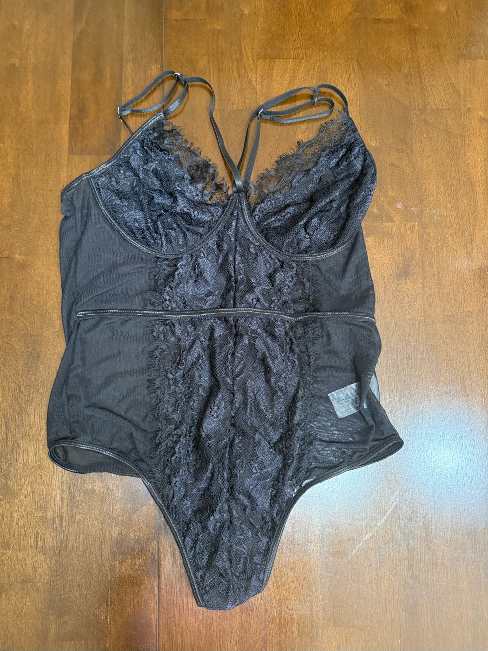 Black Lace Sheer Bodysuit Lingerie Size XL Never Worn